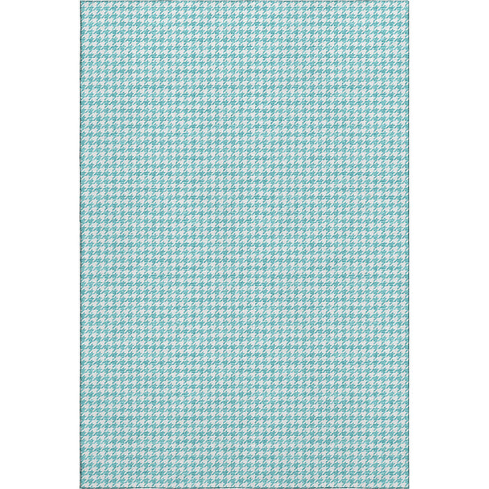 3' X 5' Houndstooth Washable Area Rug With UV Protection (645140) - Aqua / White