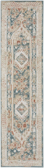 10' Oriental Non Skid Runner Rug (553013) - Ivory / Green / Orange