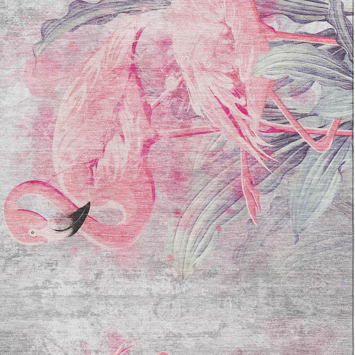 9' X 12' Island Geometric Washable Area Rug With UV Protection - Pink