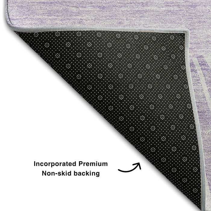 9' X 12' Abstract Washable Area Rug With UV Protection (655390) - Lavender / Ivory