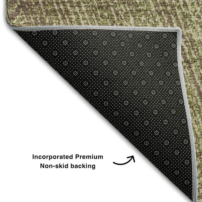 10' X 14' Abstract Washable Area Rug With UV Protection (678149) - Green / Beige