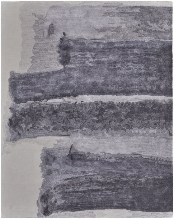 8' x 10' Abstract Hand Tufted Area Rug - Dark Gray And Ivory