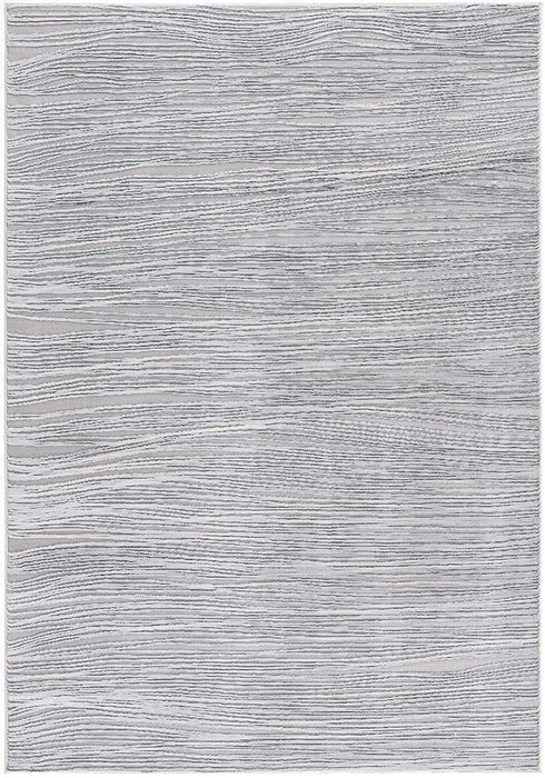 8' x 11' Striped Power Loom Distressed Area Rug - Gray