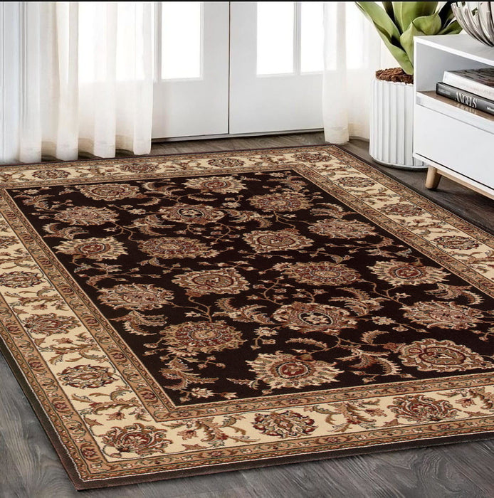 5' X 8' Oriental Area Rug, Polypropylene - Brown And Ivory