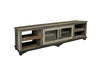 Distressed brown wooden TV stand with enclosed cabinet storage, ideal for living room organization and home decor.