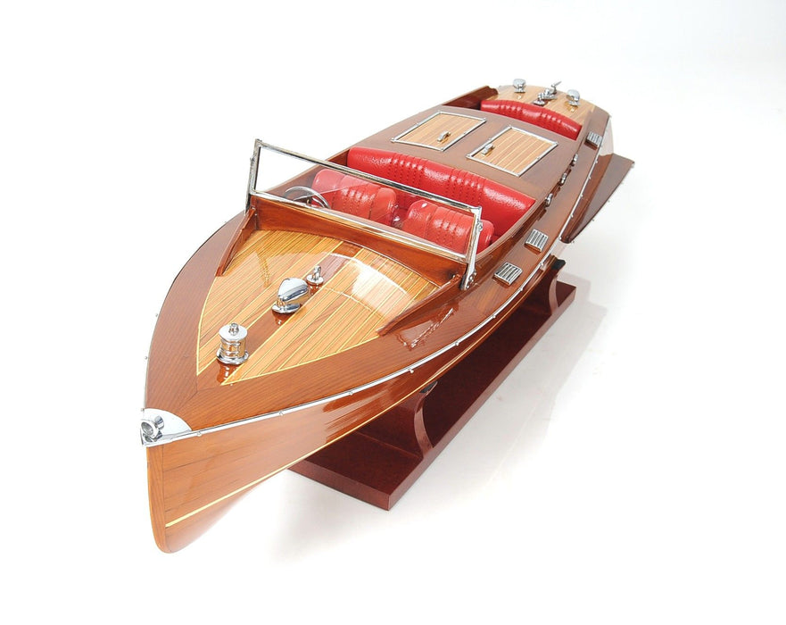 Hand Painted Decorative Boat - Brown