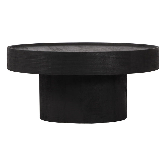 28" Solid Wood Round Pedestal Coffee Table - Black