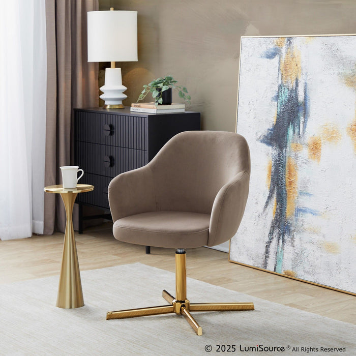 Buena - Swivel Accent Chair - Chrome Gold Metal Base