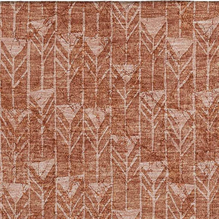 3' X 5' Geometric Washable Area Rug With UV Protection (647123) - Terra Cotta / Ivory