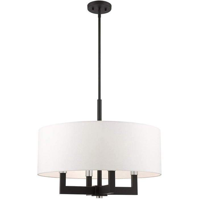 22" Four Light Dimmable Chandelier With Shades - Black