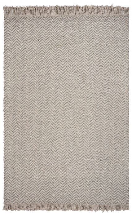 8' x 10' Hand Woven Herringbone Indoor Area Rug - Oatmeal Beige