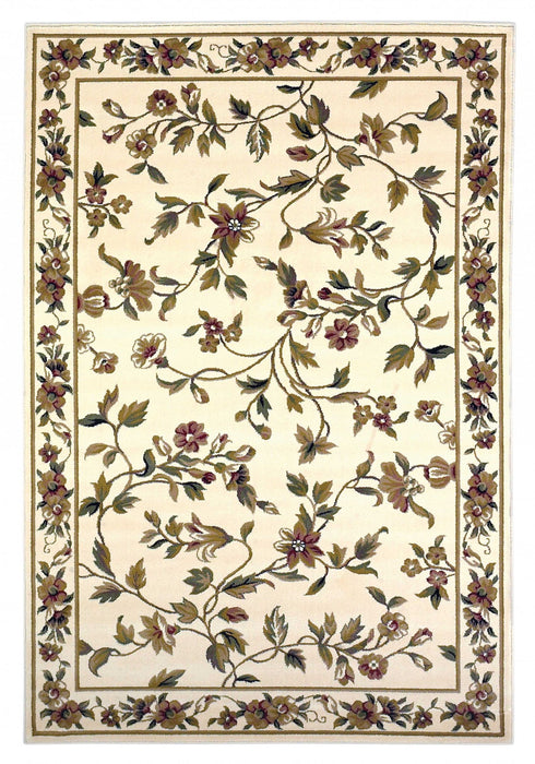 8' x 11' Machine Woven Floral Vines Indoor Area Rug - Ivory