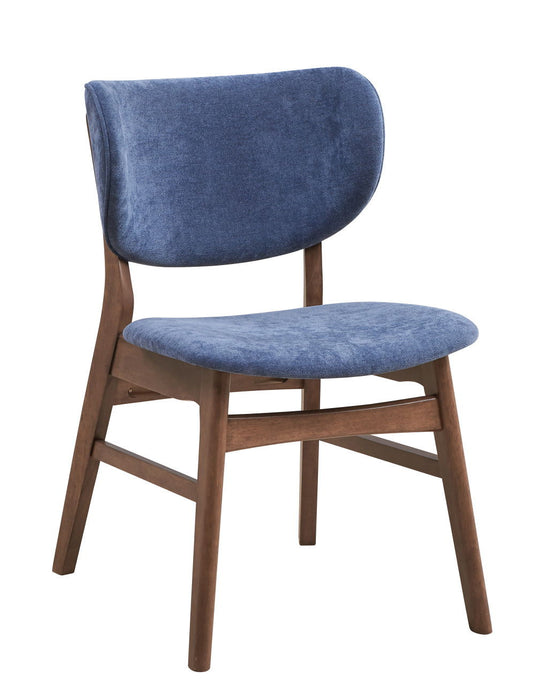Upholstered Fabric Open Back Dining Side Chairs (Set of 2) - Blue