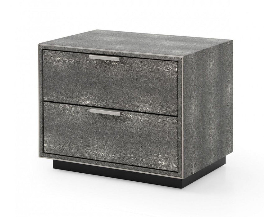 19" Shagreen Two Drawer Nightstand - Gray