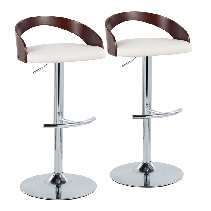 Grotto - Adjustable Barstool - Chrome Metal, Mahogany Wood
