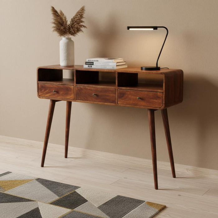 Solid Wood Solid Console Table With Shelf With Drawer (723398) - Brown
