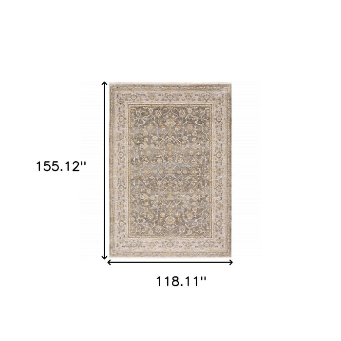 9' x 12' Machine Woven Oriental Indoor Arean Rug - Beige Gray