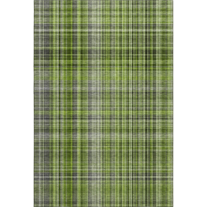 10' X 14' Plaid Washable Area Rug With UV Protection (648274) - Green / Gray / Ivory