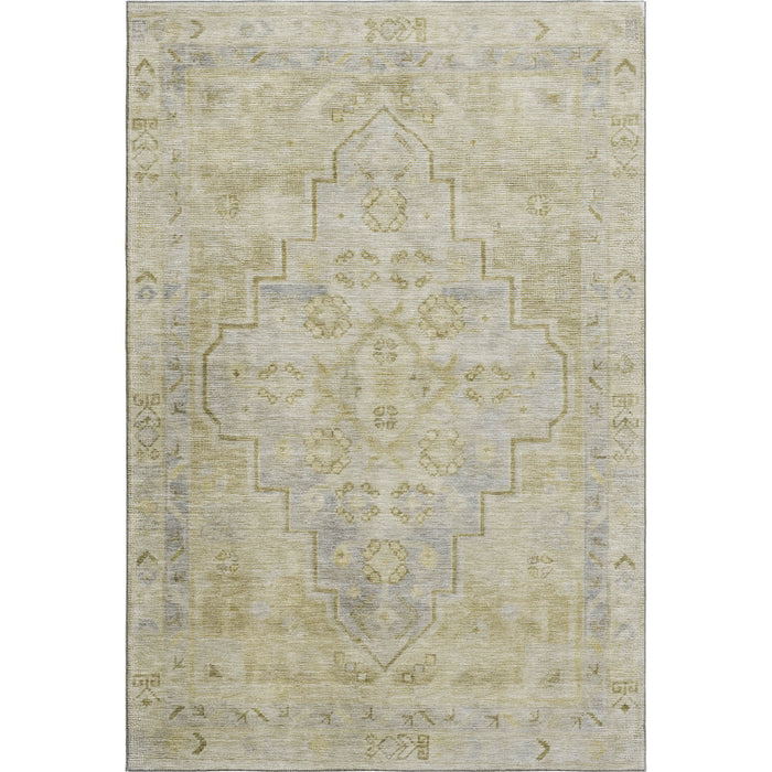 10' X 14' Medallion Washable Area Rug With UV Protection (708061) - Gold / Gray