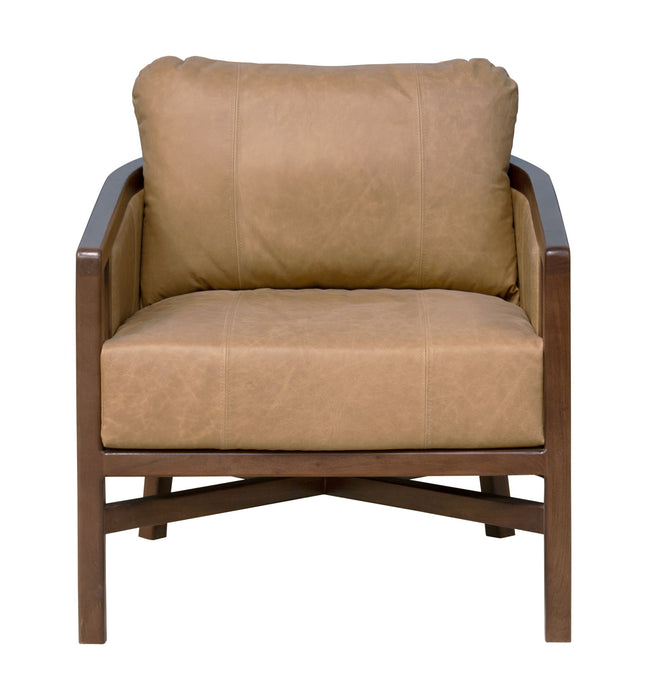 32" Transitional Genuine Leather Arm Chair - Brown