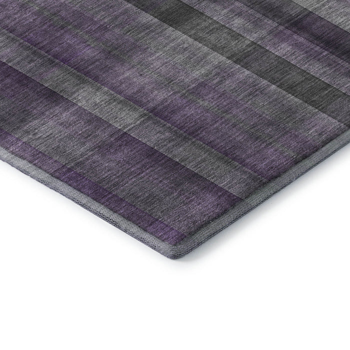 10' X 14' Plaid Washable Area Rug With UV Protection (648514) - Purple / Gray