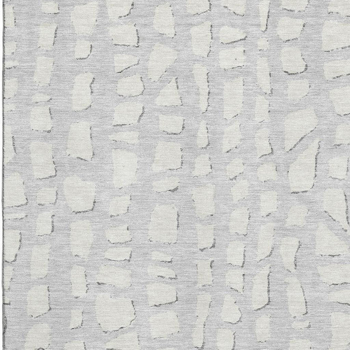 9' X 12' Cobblestone Washable Area Rug With UV Protection - Silver And Ivory