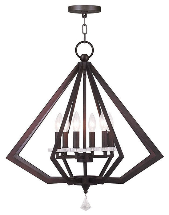 26" Six Light Metal Dimmable Chandelier With Shades - Bronze