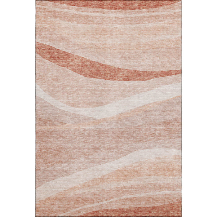 10' X 14' Abstract Washable Area Rug With UV Protection (684268) - Salmon / Ivory