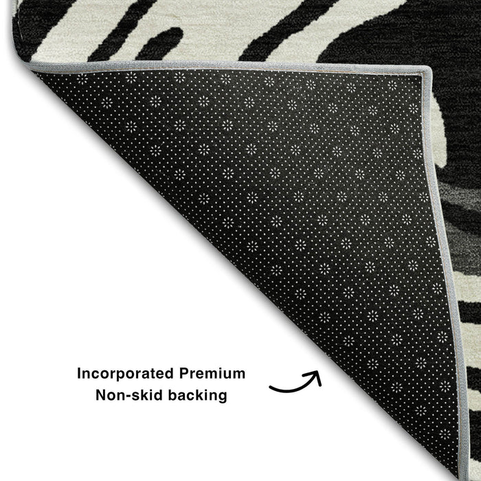 10' X 14' Abstract Washable Area Rug With UV Protection (682403) - Black / Ivory / Gray