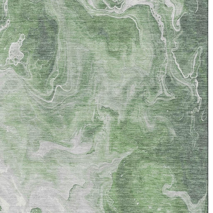10' X 14' Abstract Washable Area Rug With UV Protection (697224) - Green / Gray / Ivory