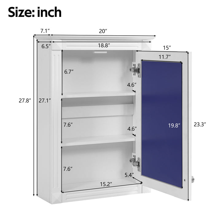 Giga wall-mounted bathroom medicine cabinet with mirror, designed for over toilet storage, featuring a sleek, functional design.