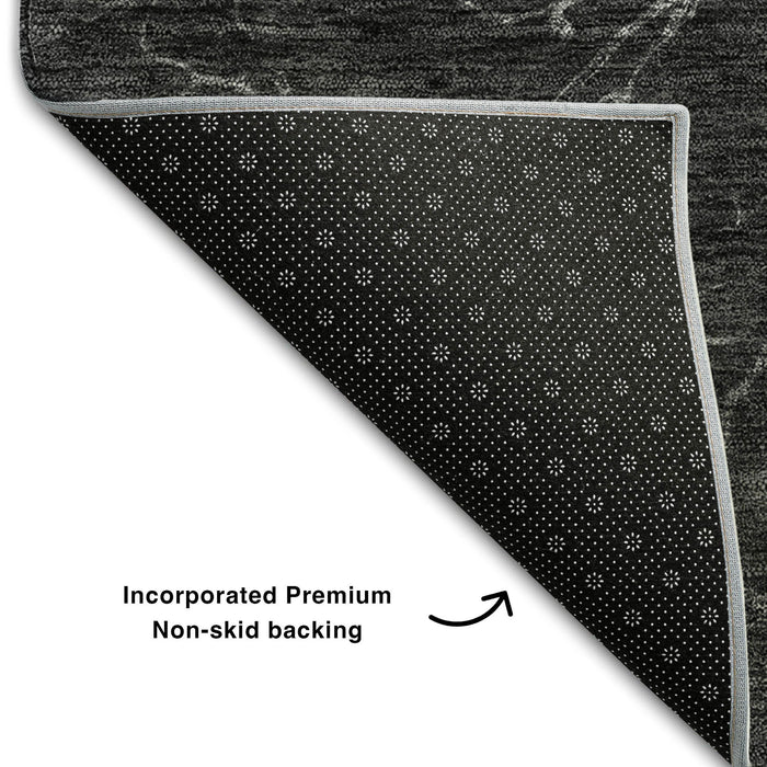10' X 14' Abstract Washable Area Rug With UV Protection (654560) - Charcoal / Silver
