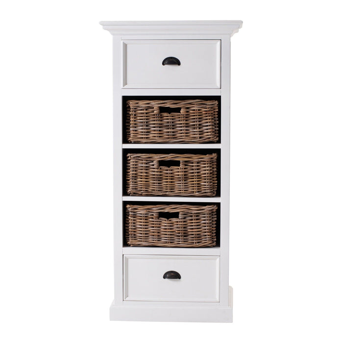 Two Drawer Storage Cabinet With Baskets - White