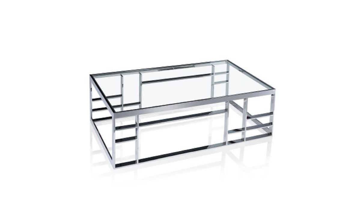 Glass Rectangular Coffee Table - Silver And Clear