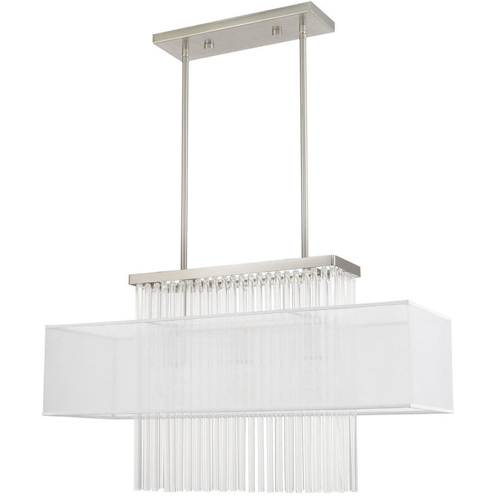 26" Three Light Dimmable Chandelier With Shades - Nickel