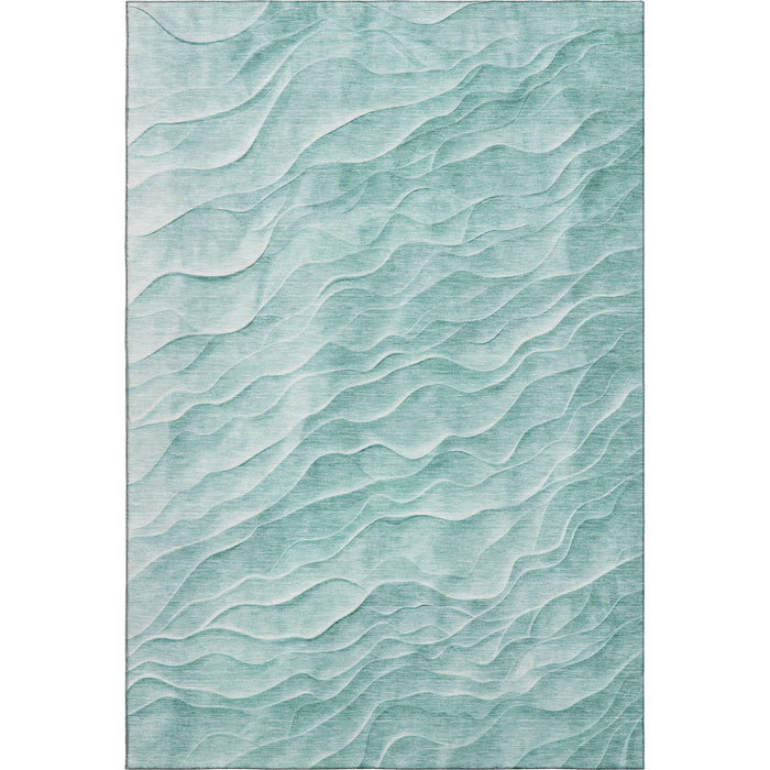 10' X 14' Abstract Washable Area Rug With UV Protection (694773) - Aqua / Ivory