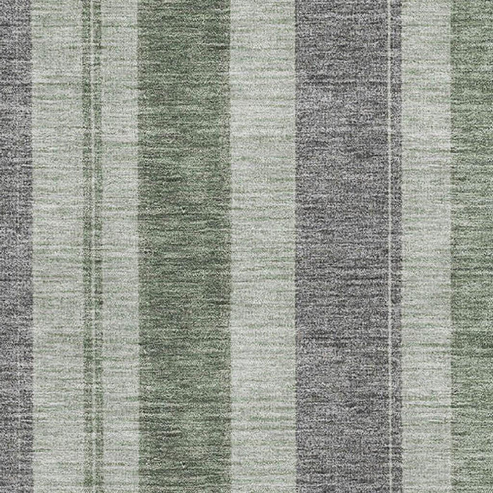 10' X 14' Striped Washable Area Rug With UV Protection (709276) - Green / Gray