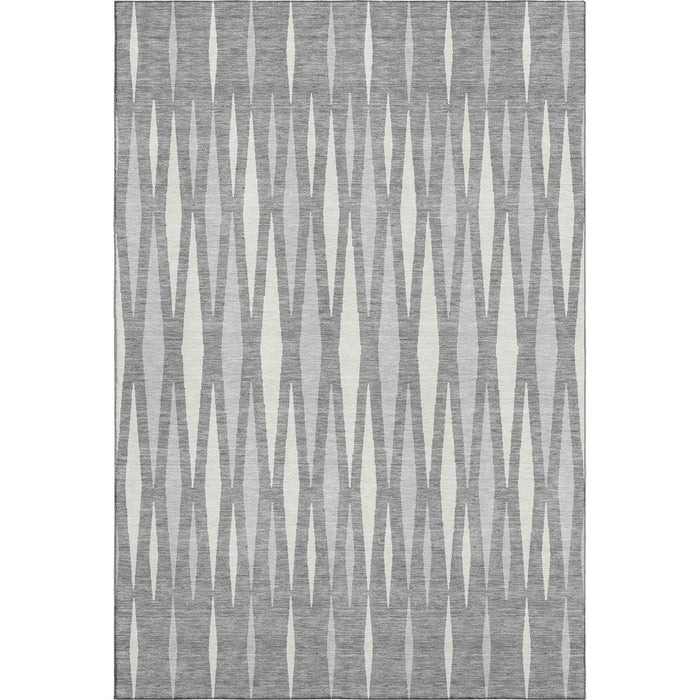 10' X 14' Geometric Washable Area Rug With UV Protection (670051) - Gray / Ivory