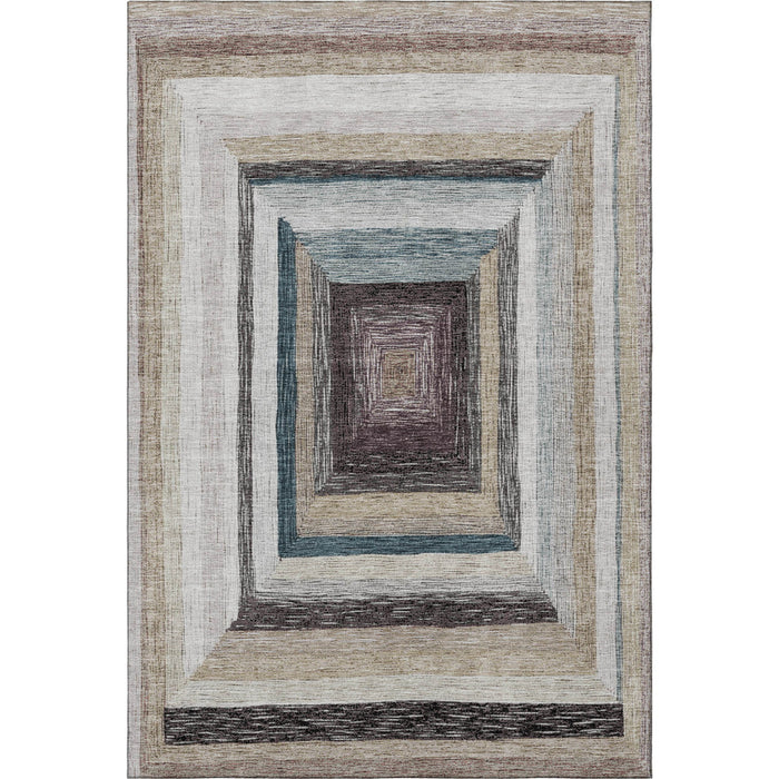 10' X 14' Geometric Washable Area Rug With UV Protection (709318) - Beige / Ivory / Charcoal