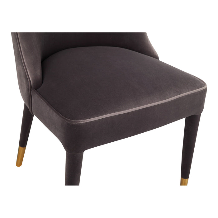 Upholstered Velvet Dining Side Chairs (Set of 2) - Gray / Black / Gold