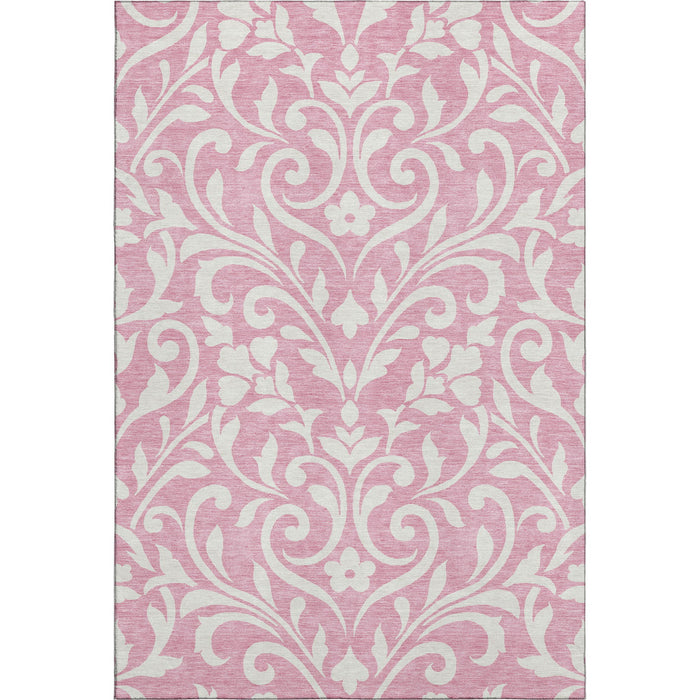 10' X 14' Floral Washable Area Rug With UV Protection (669642) - Pink / Ivory