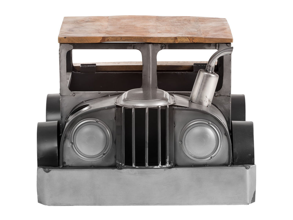 Vintage Style Truck Solid Wood And Metal Coffee Table - Gray And Brown