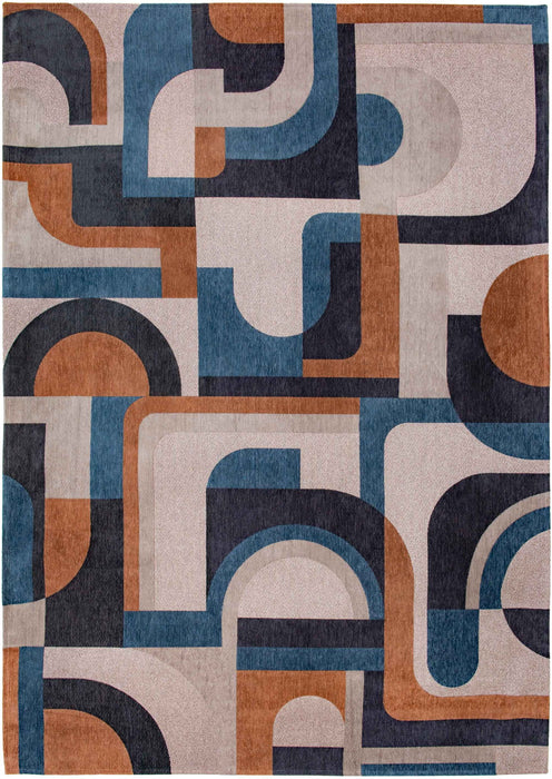 8' Geometric Washable Round Rug (551721) - Gray / Beige