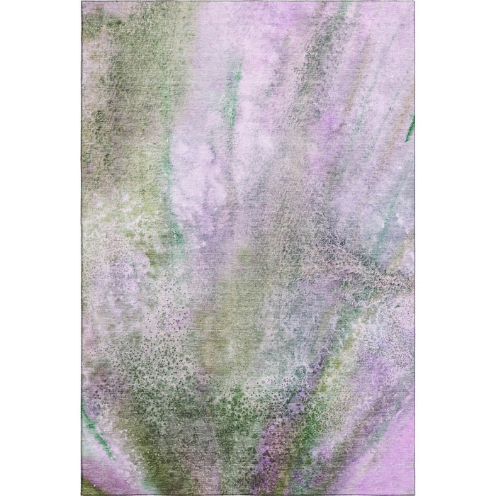 9' X 12' Abstract Washable Area Rug With UV Protection (646803) - Purple / Green