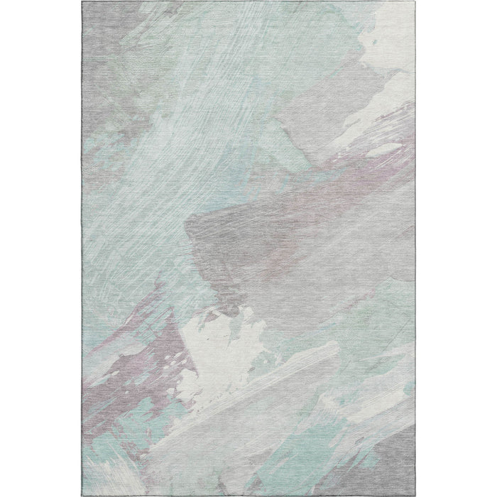 10' X 14' Abstract Washable Area Rug With UV Protection (694152) - Pale Aqua / Gray / Silver