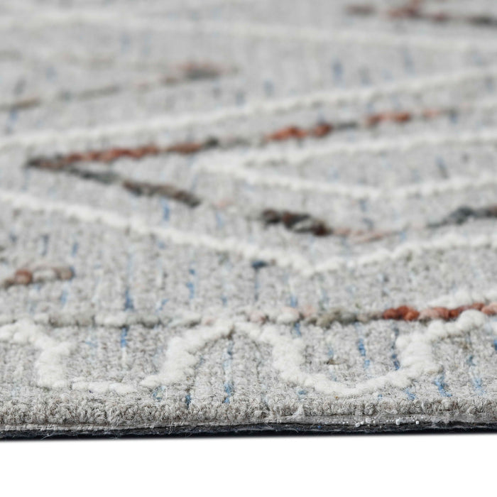 9' X 13' Wool Geometric Hand Hooked Area Rug - Gray