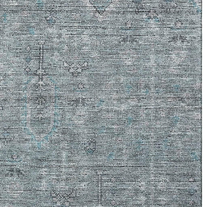 8' X 10' Southwestern Washable Area Rug With UV Protection - Teal / Gray
