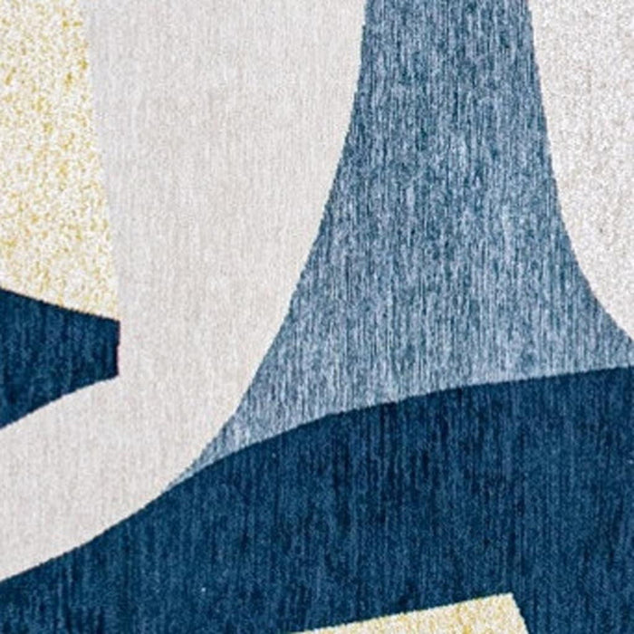 3' X 5' Abstract Washable Area Rug (552006) - Blue / Yellow