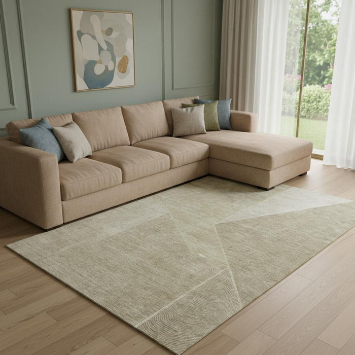 10' X 14' Geometric Washable Area Rug With UV Protection (653731) - Beige / Ivory
