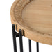 Giga round side table with wood top in black and brown finish, ideal as an end table for living room or bedroom.